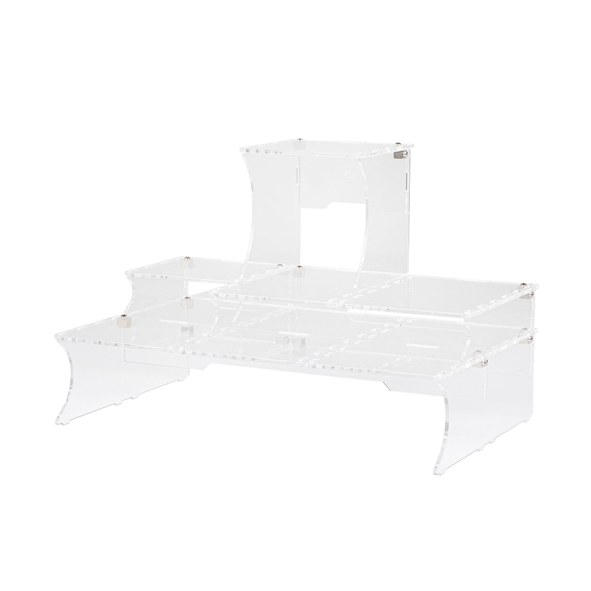Wicked Brick clear acrylic display risers assembled into a stepped arrangement