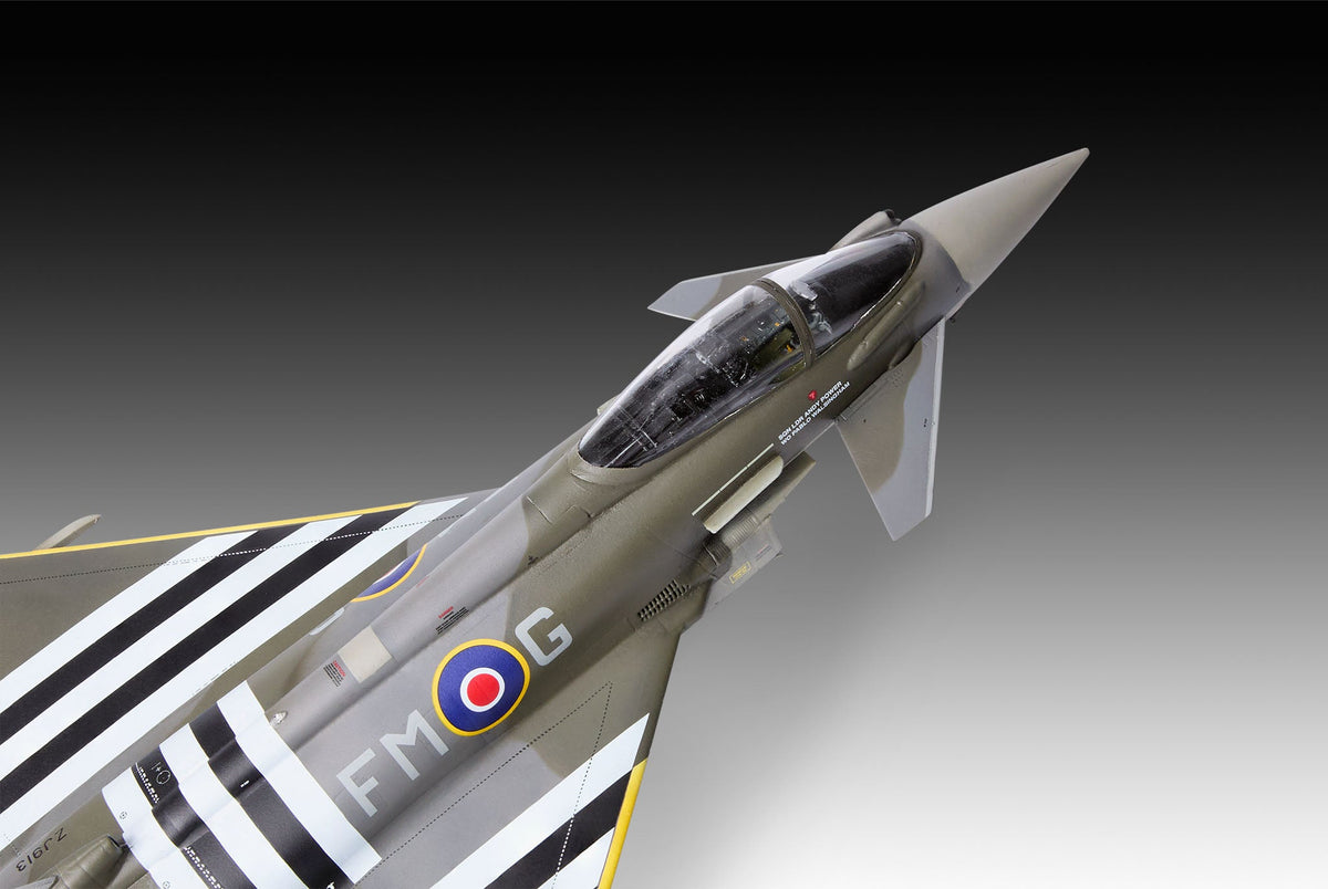 Built Revell 1:48 Eurofighter Typhoon FGR.4 model in RAF D-Day commemorative scheme, nose and cockpit detail