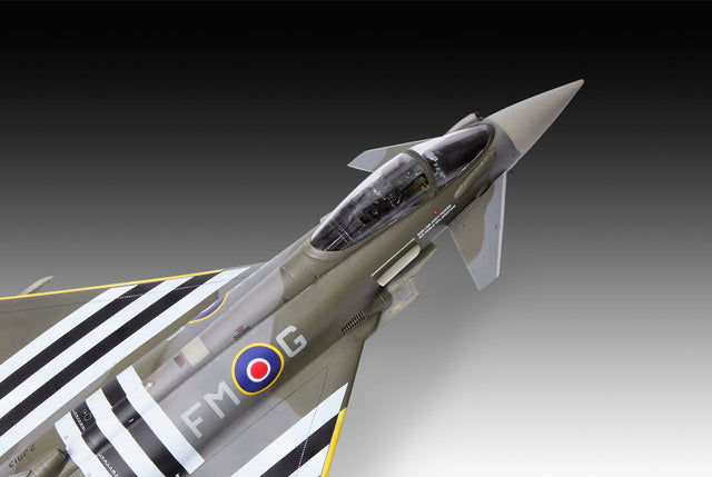 Built Revell 1:48 Eurofighter Typhoon FGR.4 model in RAF D-Day commemorative scheme, nose and cockpit detail