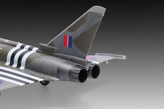 Upper view of the completed Revell 1:48 Eurofighter Typhoon FGR.4 showing canards and roundels