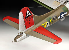 Upper view of the finished Revell 1:72 B-17G Flying Fortress showing wing and tailplane markings
