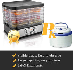Dehydrator Dehydrator with Temperature Control, 8 Levels Removable Dehydrator, Temperature Control 35-70°C for Meat, Fruits, Vegetables and Nuts, 400 W, Button, BPA-Free