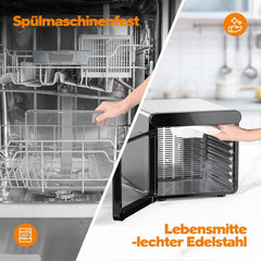 YASHE Stainless Steel Dehydrator with Digital Control (Temperature up to 75°C, Timer up to 48 Hours), 9 Trays Dehydrator for Fruit and Vegetables, Rear Fan for 360° Air Circulation, 800 W