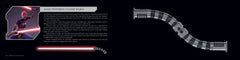 Interior spread of The Lightsaber Collection featuring Asajj Ventress and her curved twin hilts