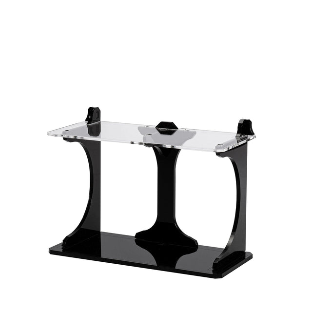 Wicked Brick two-wide, two-tier acrylic desktop display shelf, angled view