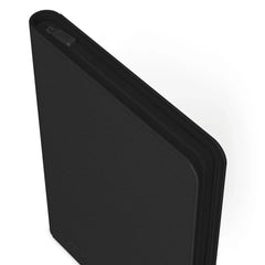 Closed black XenoSkin card binder showing the debossed Zipfolio marking on the cover