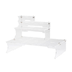 Alternative combination of clear acrylic display risers arranged in three levels