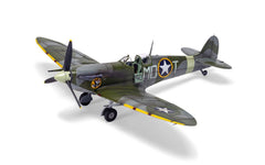 Airfix 1:48 Spitfire Mk.Vb assembled model viewed from the front quarter, showing the propeller and chin radiator