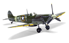 Side profile of the assembled Airfix 1:48 Spitfire Mk.Vb showing squadron codes and fuselage roundel
