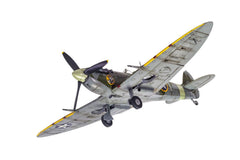 Underside view of the built Airfix 1:48 Spitfire Mk.Vb with undercarriage extended