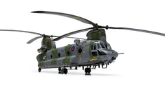 Upper view of the completed Airfix 1:72 Boeing Chinook HC.1 with tandem rotor blades fitted