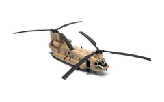 Airfix 1:72 Boeing Chinook HC.1 built in the desert sand scheme, three-quarter front view