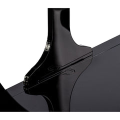 Detail of the moulded gloss black acrylic upright of the display shelf