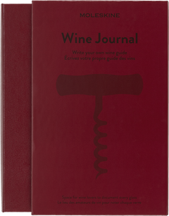 Moleskine Wine Passion Journal beside its burgundy presentation box