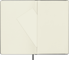 Rear of the Moleskine Classic notebook opened to reveal the expandable inner pocket