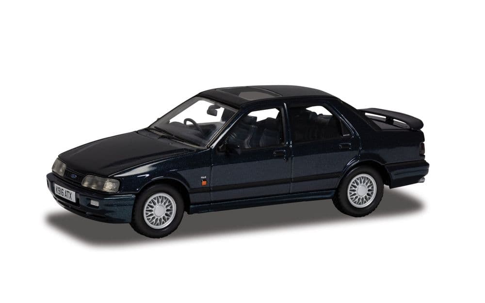 Corgi Vanguards 1:43 Ford Sierra Sapphire RS Cosworth 4x4 die-cast model in Mallard Green, front three-quarter view