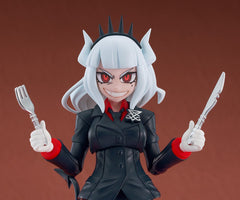 Close-up of figma Lucifer holding a knife and fork with a grinning face plate
